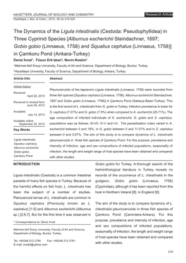 The Dynamics of the Ligula Intestinalis (Cestoda