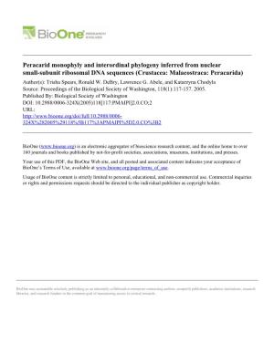 Peracarid Monophyly and Interordinal Phylogeny Inferred from Nuclear
