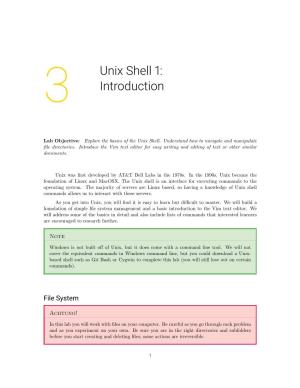 Unix Shell : Introduction