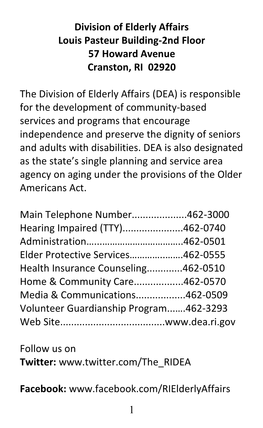 RI Division of Elderly Affairs 2018 Pocket Manual for Emailing