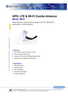 GPS, LTE & Wi-Fi Combo Antenna
