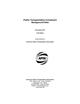 Public Transportation Investment Background Data