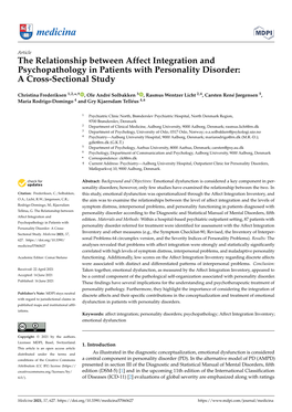 The Relationship Between Affect Integration and Psychopathology in Patients with Personality Disorder: a Cross-Sectional Study
