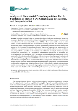 Sulfitation of Flavan-3-Ols Catechin and Epicatechin, and Procyanidin