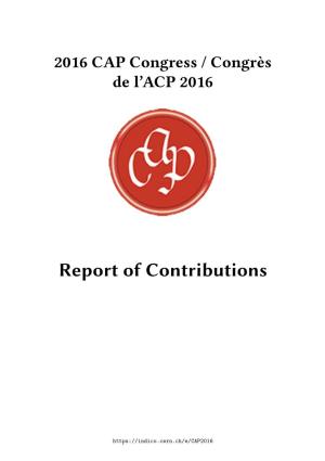 Report of Contributions