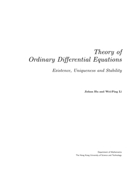 Theory of Ordinary Differential Equations