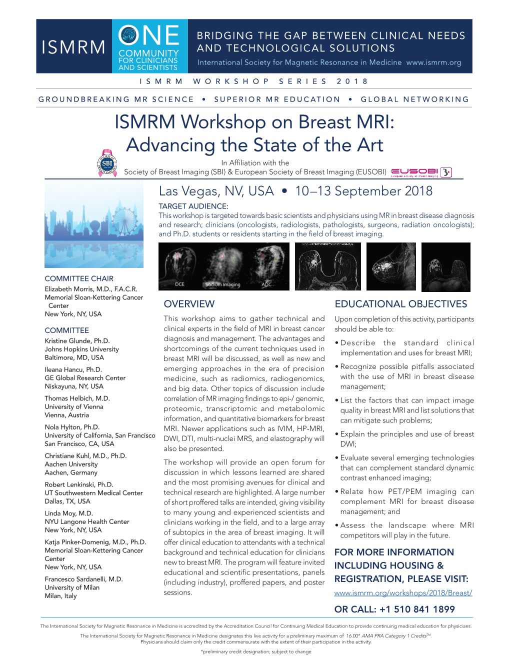 ISMRM Workshop on Breast MRI: Advancing the State of The