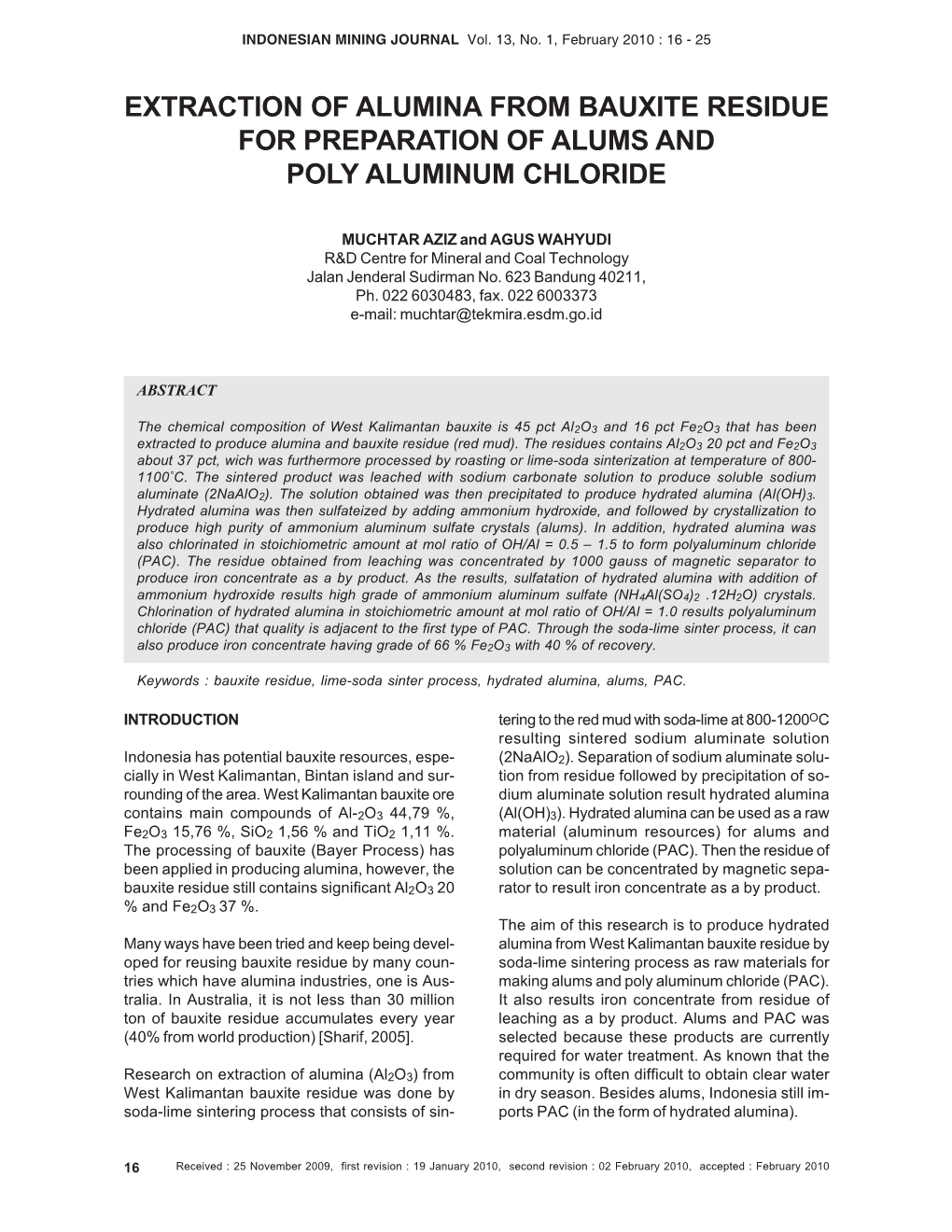 Extraction of Alumina from Bauxite Residue for Preparation of Alums and Poly Aluminum Chloride