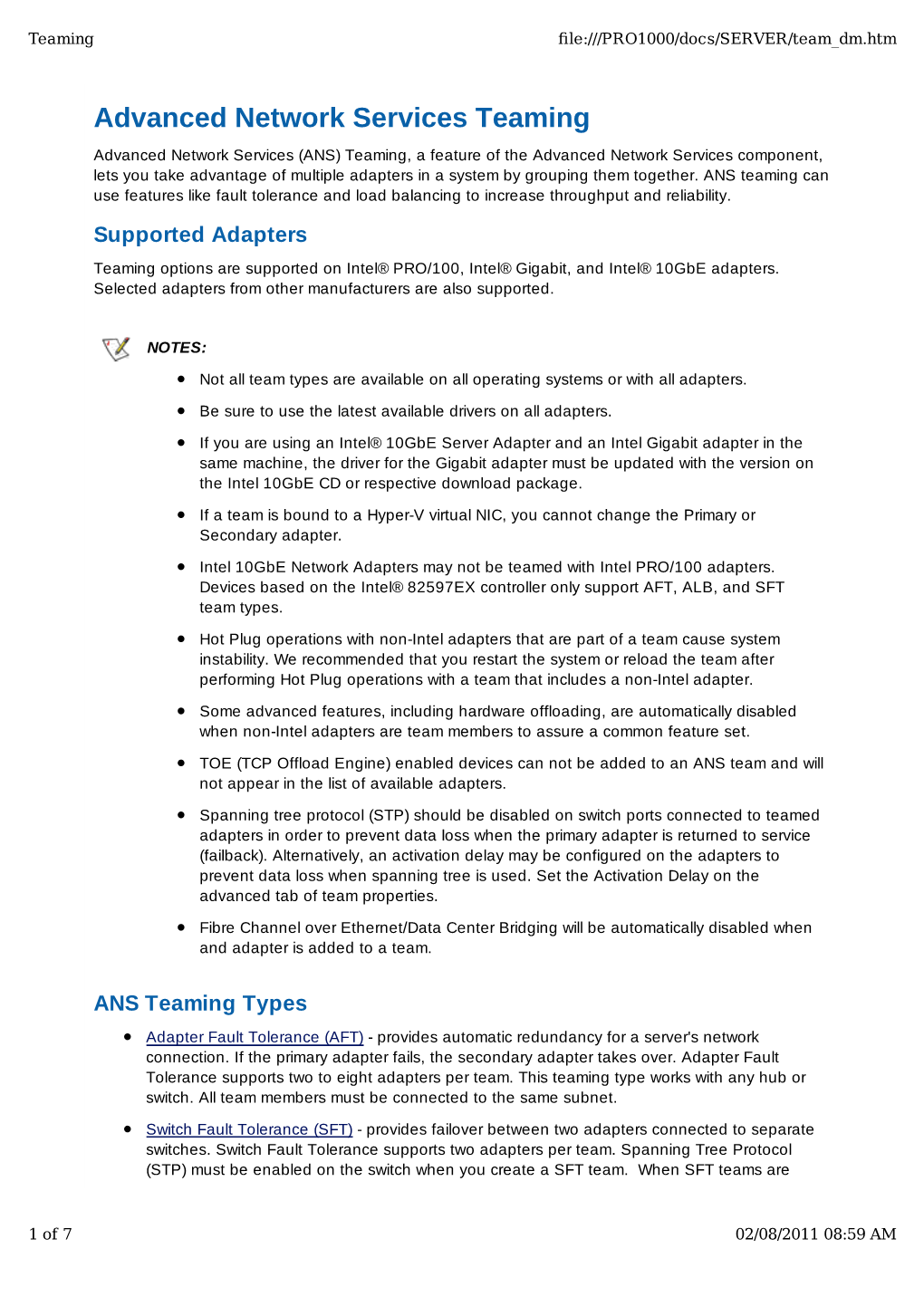 Advanced Network Services Teaming