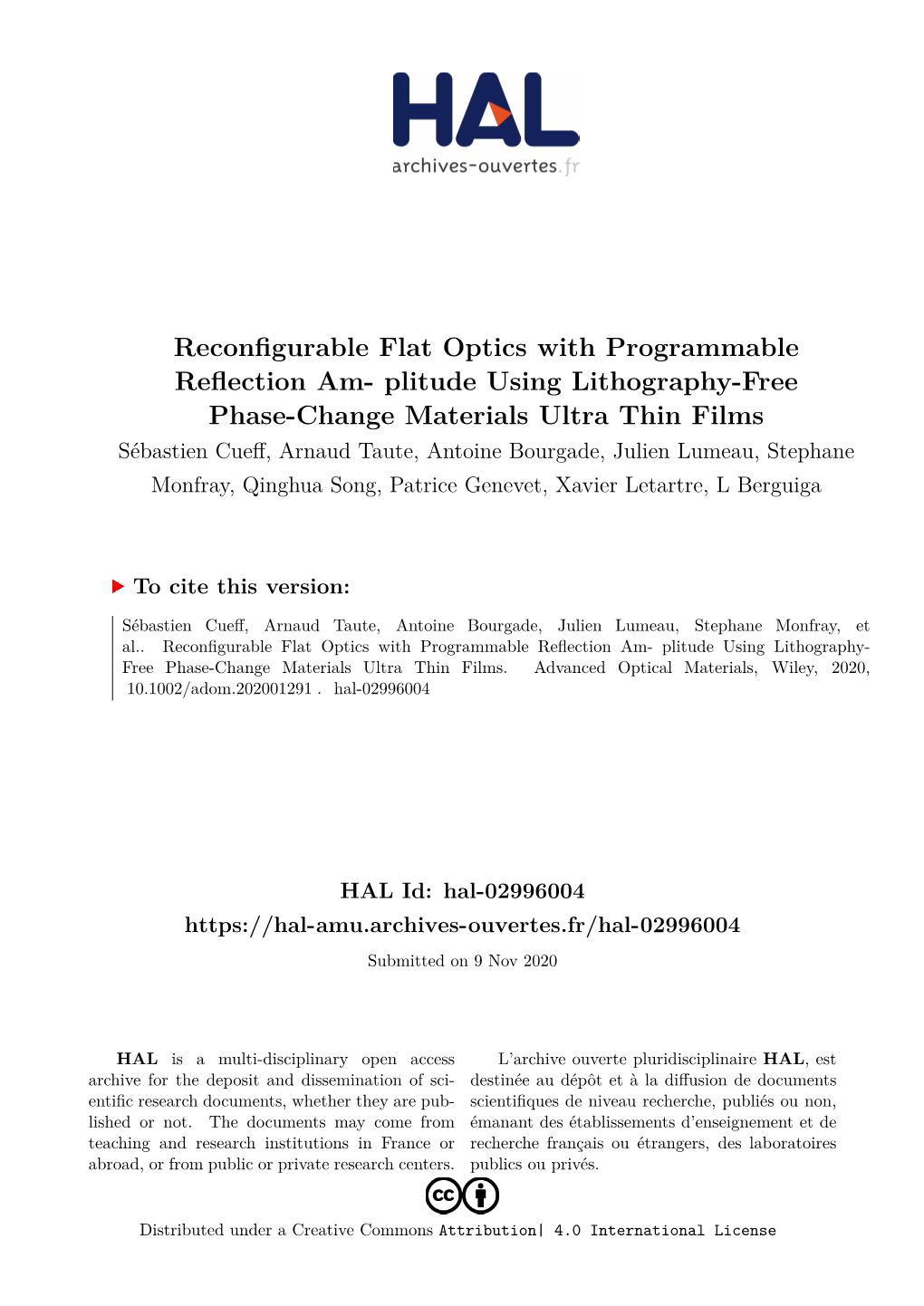 Reconfigurable Flat Optics with Programmable