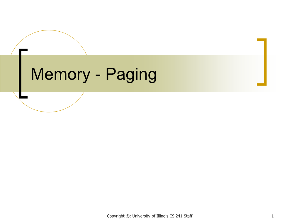 Memory - Paging