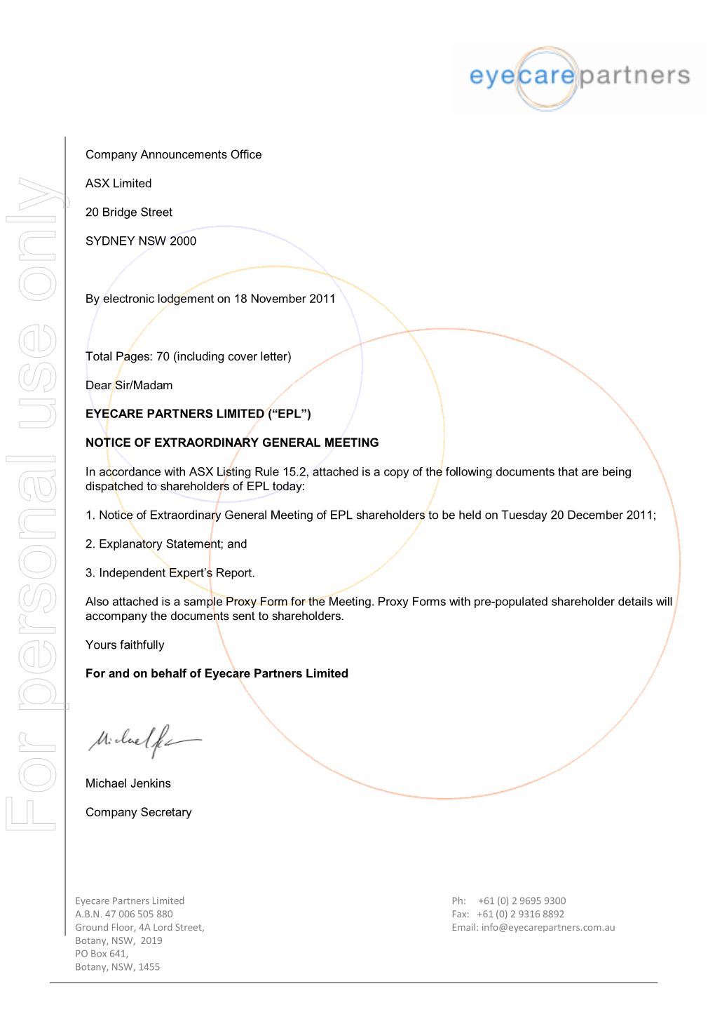 Eyecare Partners Limited (“Epl”)