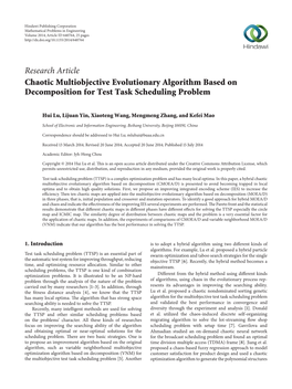 Chaotic Multiobjective Evolutionary Algorithm Based on Decomposition for Test Task Scheduling Problem