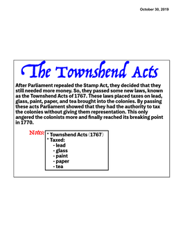 The Townshend Acts of 1767