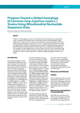 Progress Toward a Global Genealogy of Common Carp (Cyprinus Carpio L.) Strains Using Mitochondrial Nucleotide Sequences Data