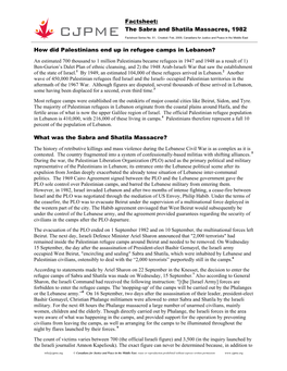 Factsheet: the Sabra and Shatila Massacres, 1982