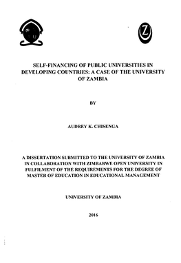 Self-Financing of Public Universities in Developing Countries: a Case of the University of Zambia