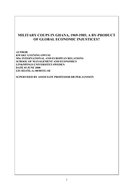 Military Coups in Ghana, 1969-1985; a By-Product of Global Economic Injustices?