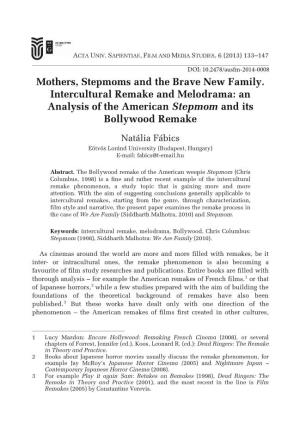 Mothers, Stepmoms and the Brave New Family. Intercultural Remake and Melodrama: an Analysis of the American Stepmom and Its Bollywood Remake