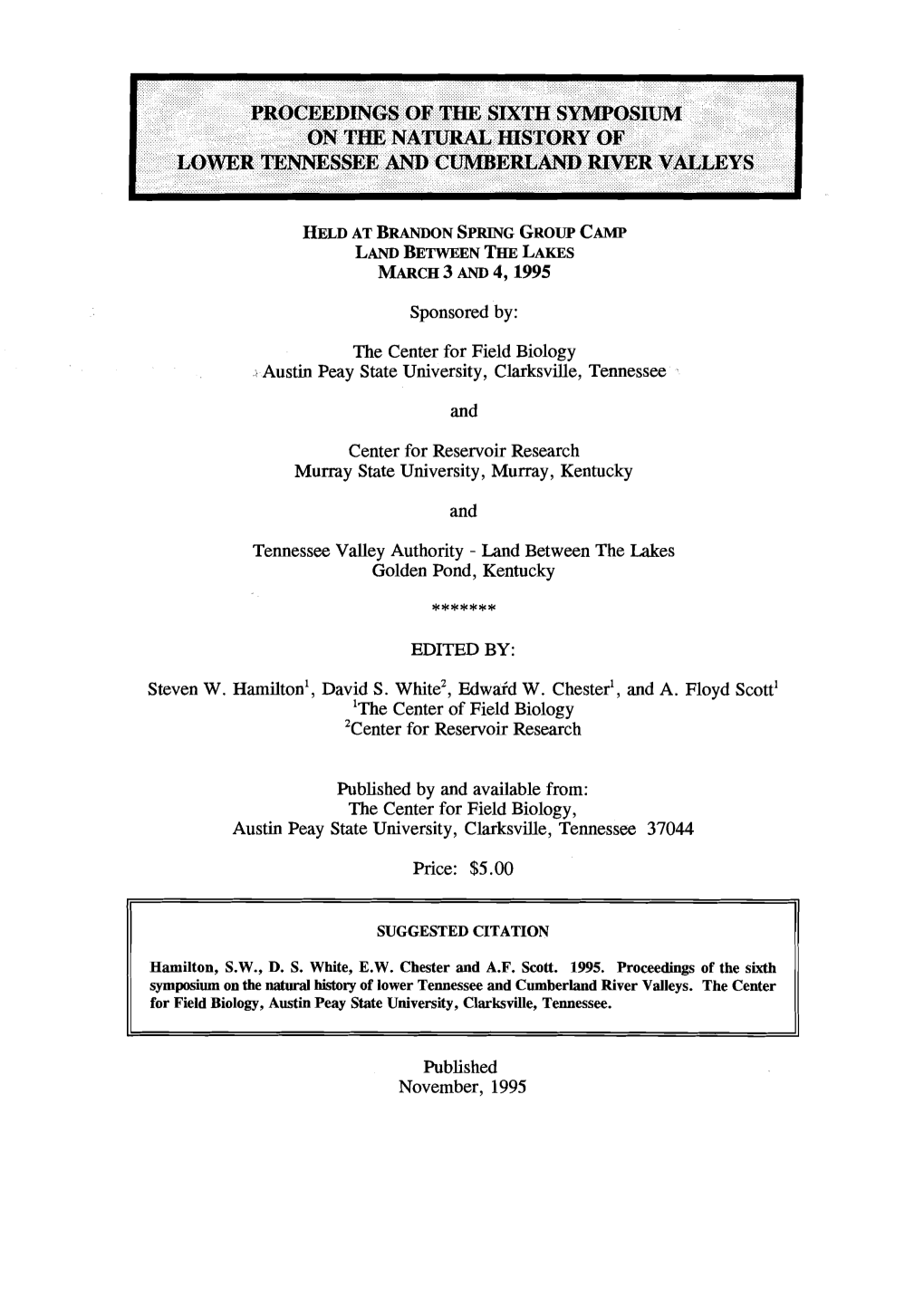 6Th Symposium Proceedings (1995)