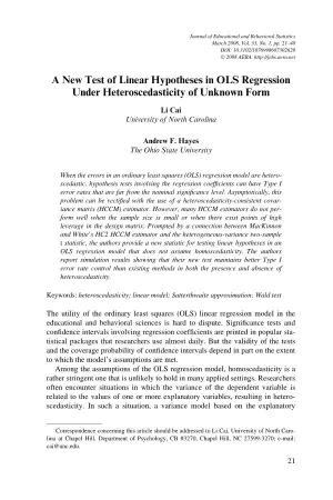 A New Test of Linear Hypotheses in OLS Regression Under Heteroscedasticity of Unknown Form