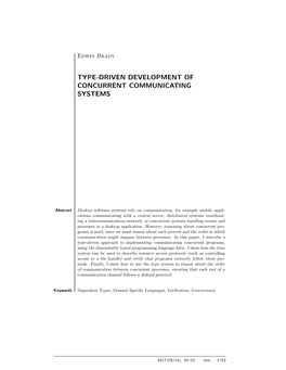 Type-Driven Development of Concurrent Communicating Systems