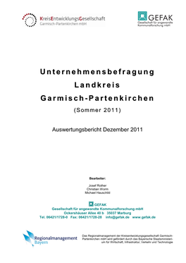 Unternehmensbefragung Landkreis Garmisch-Partenkirchen (Sommer 2011)