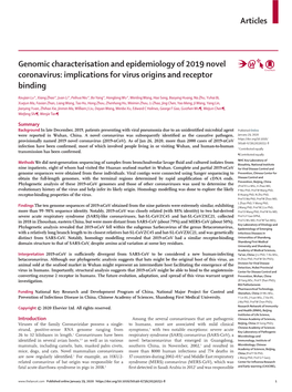 Genomic Characterisation and Epidemiology of 2019 Novel Coronavirus: Implications for Virus Origins and Receptor Binding