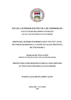 Escuela Superior Politécnica De Chimborazo Facultad De Recursos Naturales Escuela De Ingeniería En Ecoturismo