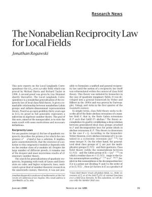 Research News: the Nonabelian Reciprocity Law for Local Fields