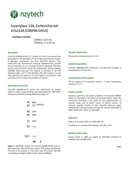 Isoamylase 13A, Escherichia Coli Eciso13a (CBM48-GH13)