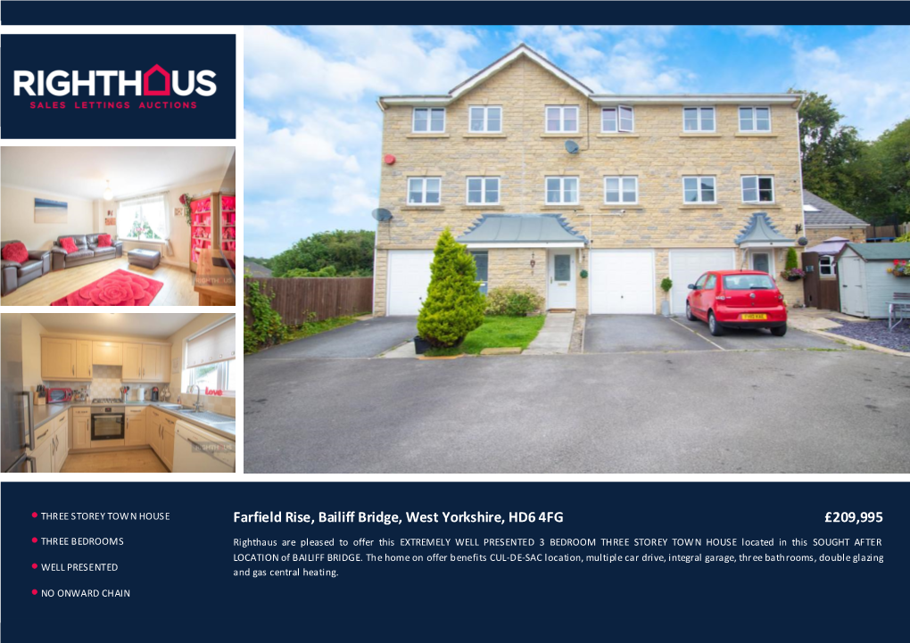 Farfield Rise, Bailiff Bridge, West Yorkshire, HD6 4FG £209,995