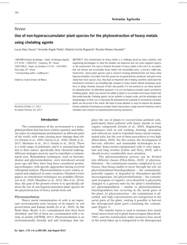 Use of Non-Hyperaccumulator Plant Species for the Phytoextraction of Heavy Metals Using Chelating Agents