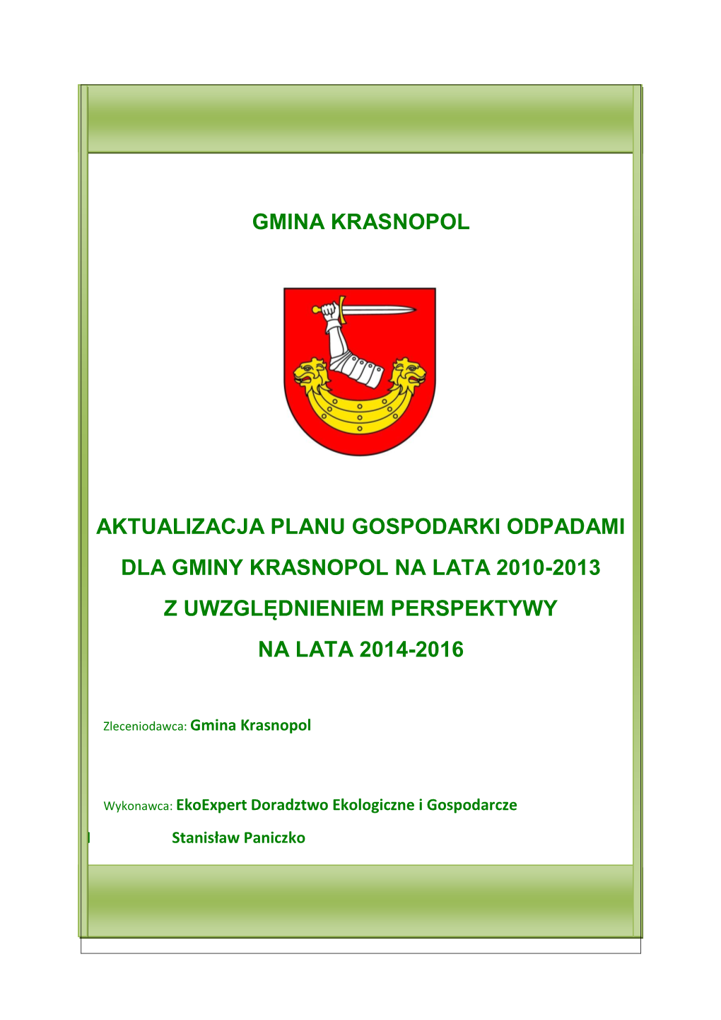 Gmina Krasnopol Aktualizacja Planu Gospodarki Odpadami