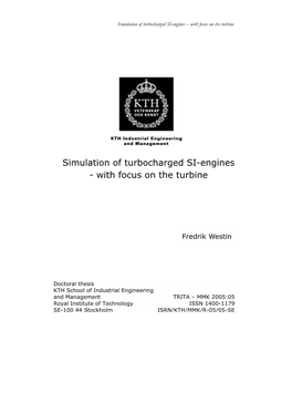 Simulation of Turbocharged SI-Engines – with Focus on the Turbine