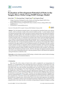 Evaluation of Development Potential of Ports in the Yangtze River Delta Using FAHP-Entropy Model