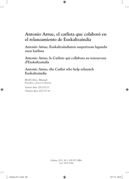 Antonio Arrue, El Carlista Que Colaboró En El Relanzamiento De