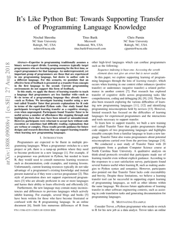 Towards Supporting Transfer of Programming Language Knowledge