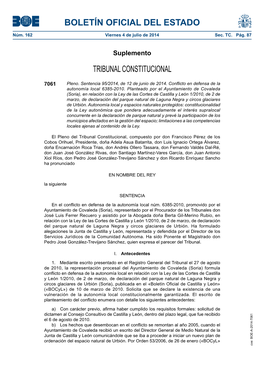 STC 95/2014, De 12 De Junio De 2014 Conflicto En Defensa De La