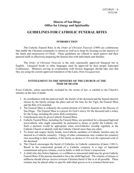 Guidelines for Catholic Funeral Rites