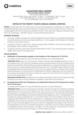 AGM Notice, to Be Transacted at the Meeting Is Annexed Hereto