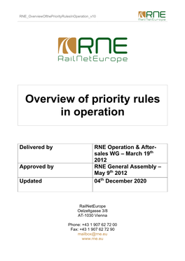 Overview of Priority Rules in Operation