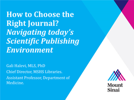 "How to Choose the Right Journal" Presentation