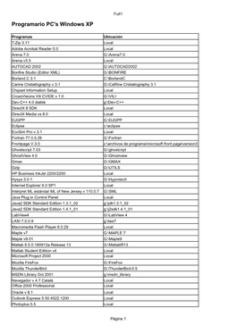 Programario PC's Windows XP