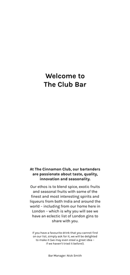 Welcome to the Club Bar