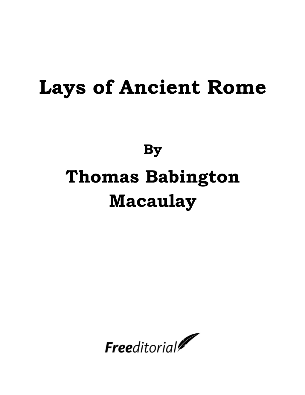 Lays of Ancient Rome