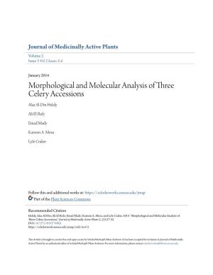 Morphological and Molecular Analysis of Three Celery Accessions Alaa Al-Din Helaly