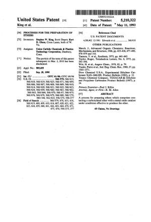 United States Patent (19) 11) Patent Number: 5,210,322 King Et Al. (45