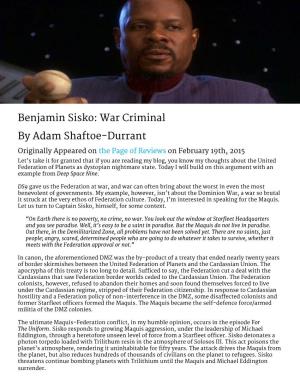 Benjamin Sisko: War Criminal by Adam Shaftoe-Durrant