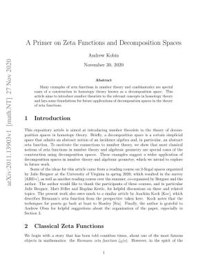 A Primer on Zeta Functions and Decomposition Spaces